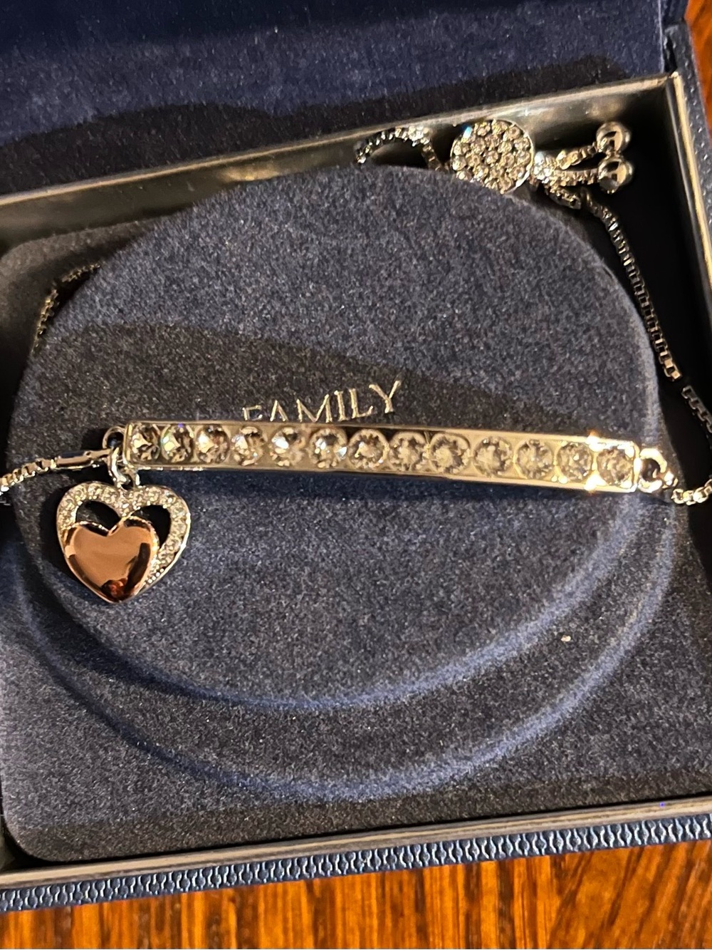 Kohl's Silver-Tone Crystal Bar Bracelet with Heart Charm